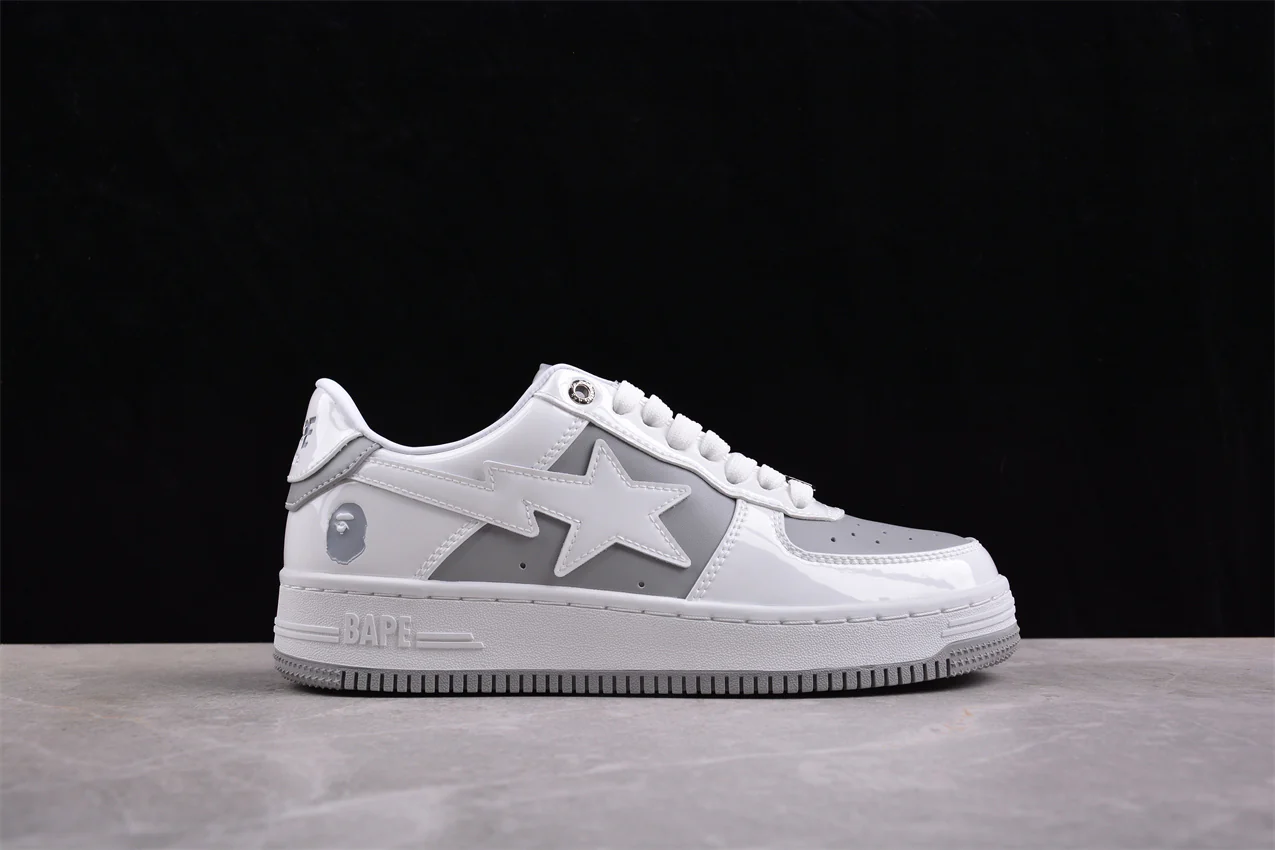 BAPE STA Low-Top Sneakers in White and Grey - Soul Replicas
