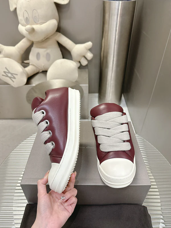 Rick Owens Burgundy Low-Top Sneakers - Soul Replicas