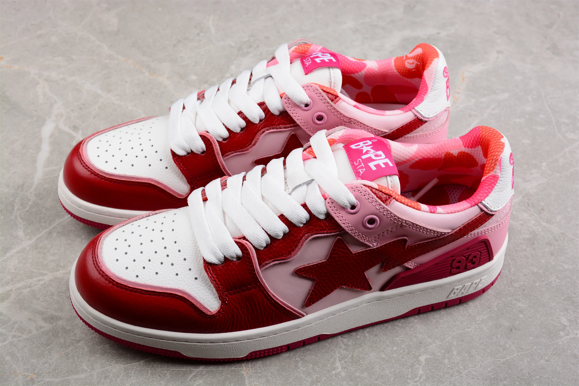 BAPE STA Low-Top Sneakers in Red and Pink - Soul Replicas
