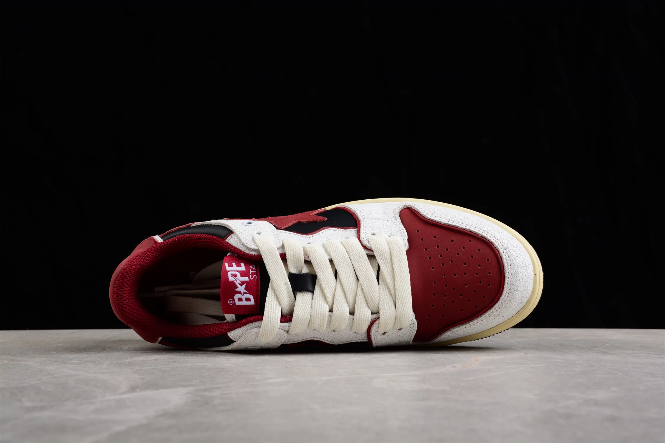 BAPE STA Low Top Sneakers in Red, White, and Black - Soul Replicas