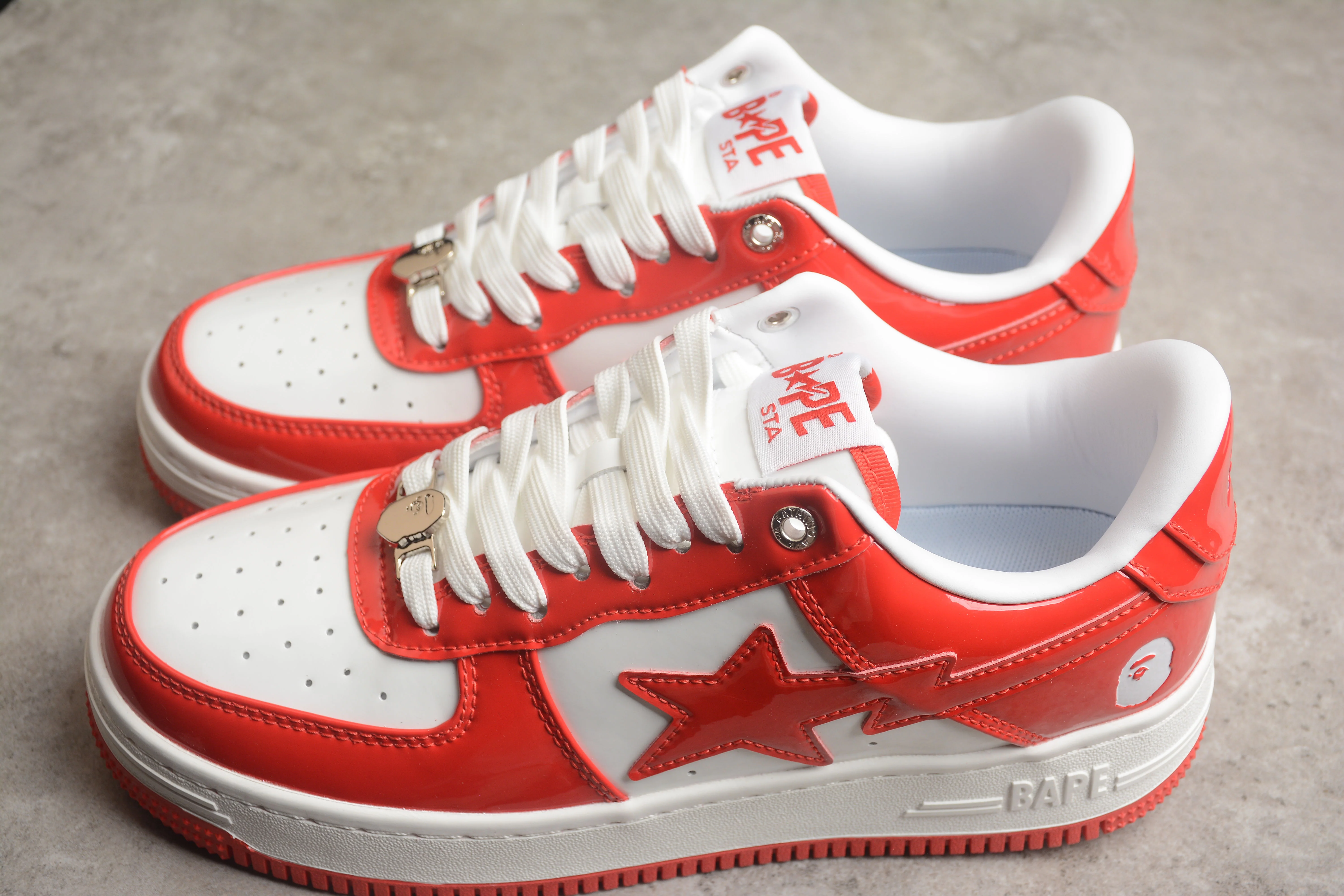 BAPE STA Low-Top Sneakers in Red and White - Soul Replicas