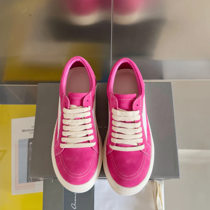 Rick Owens Pink Suede Low-Top Sneakers - Soul Replicas