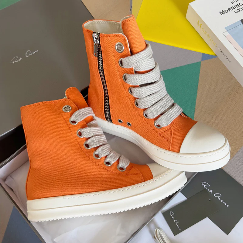 Rick Owens Orange High-Top Sneakers - Soul Replicas
