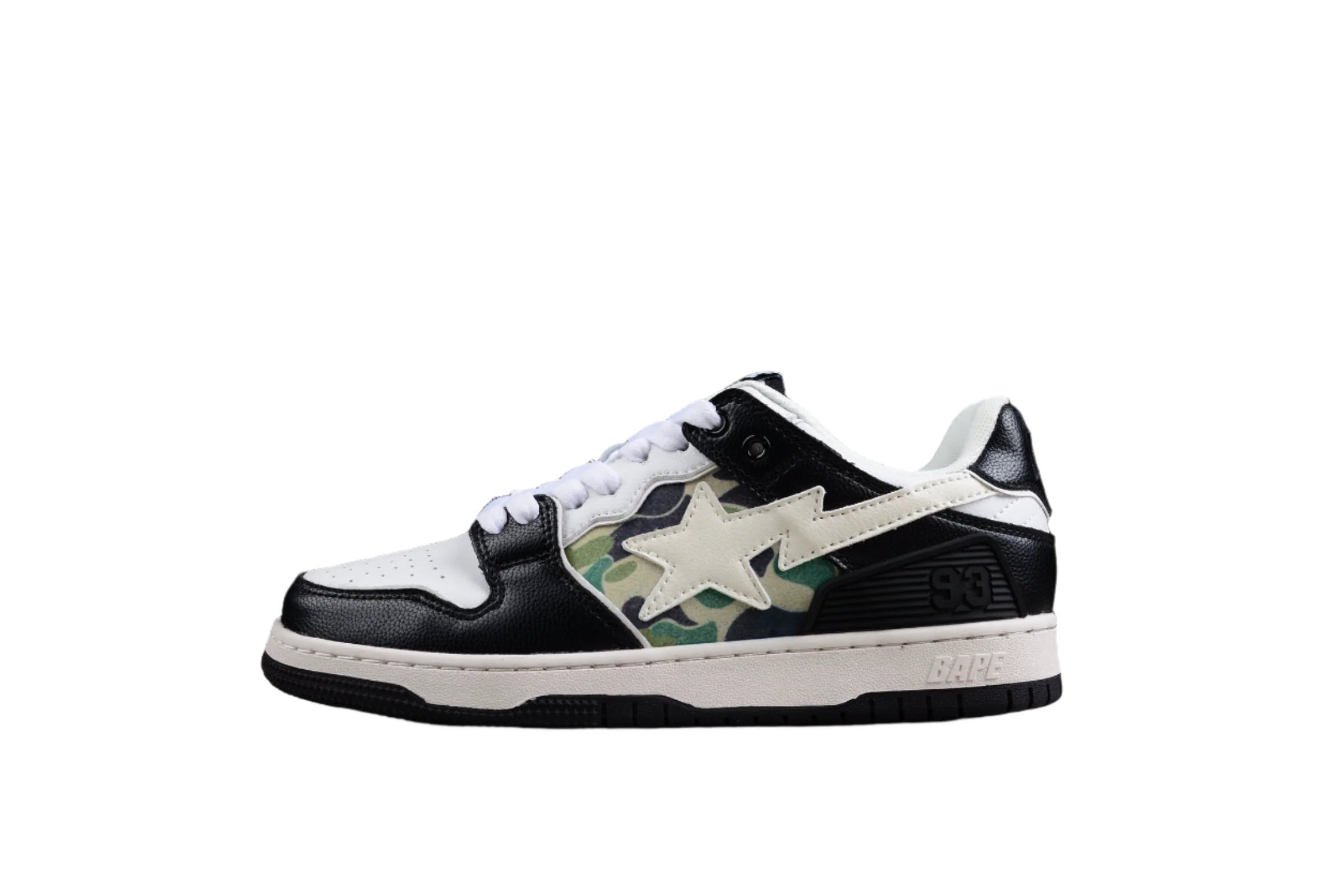 BAPE STA Low-Top Sneakers in Black, White, and Camo - Soul Replicas