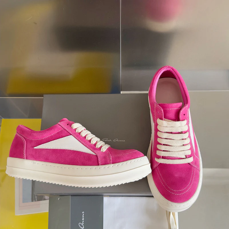 Rick Owens Pink Suede Low-Top Sneakers - Soul Replicas