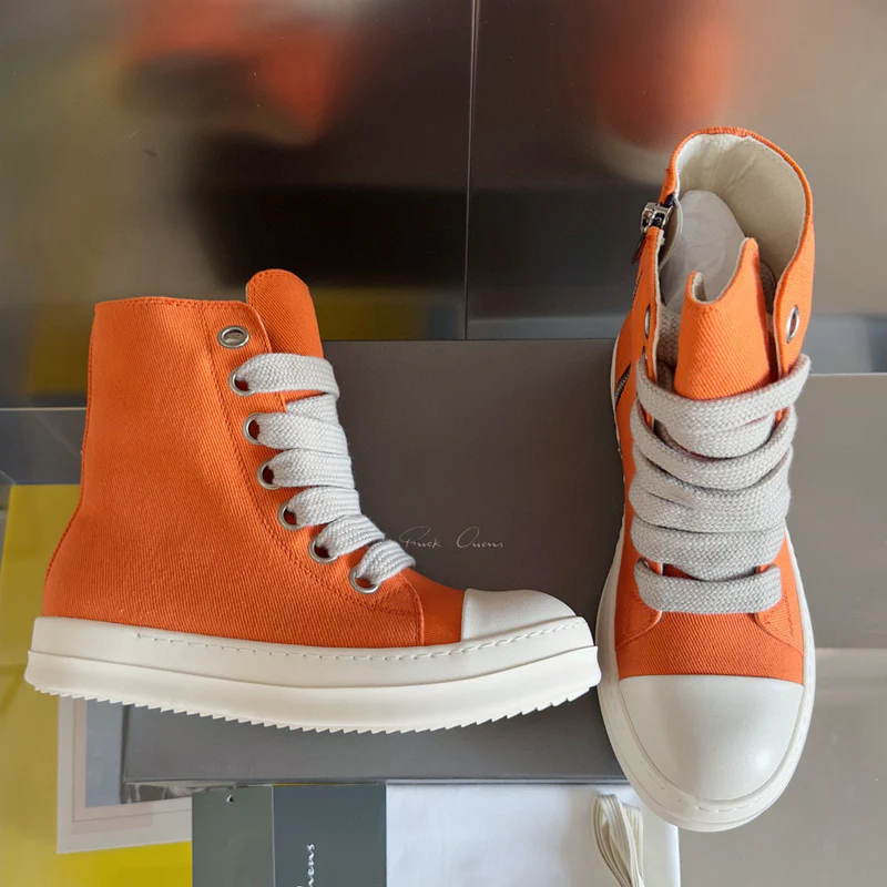 Rick Owens Orange High-Top Sneakers - Soul Replicas