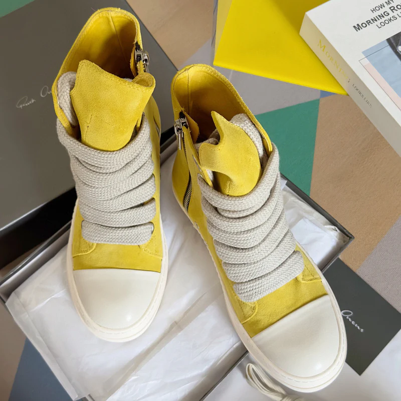 Rick Owens Yellow High-Top Sneakers - Soul Replicas