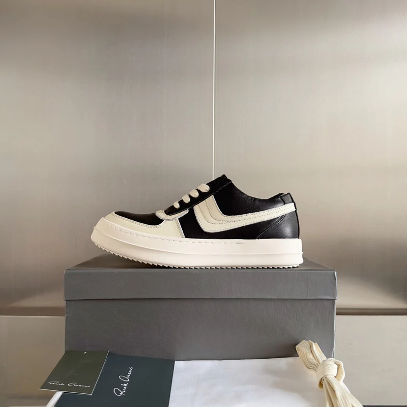 Rick Owens Black and White Low-Top Sneakers - Soul Replicas