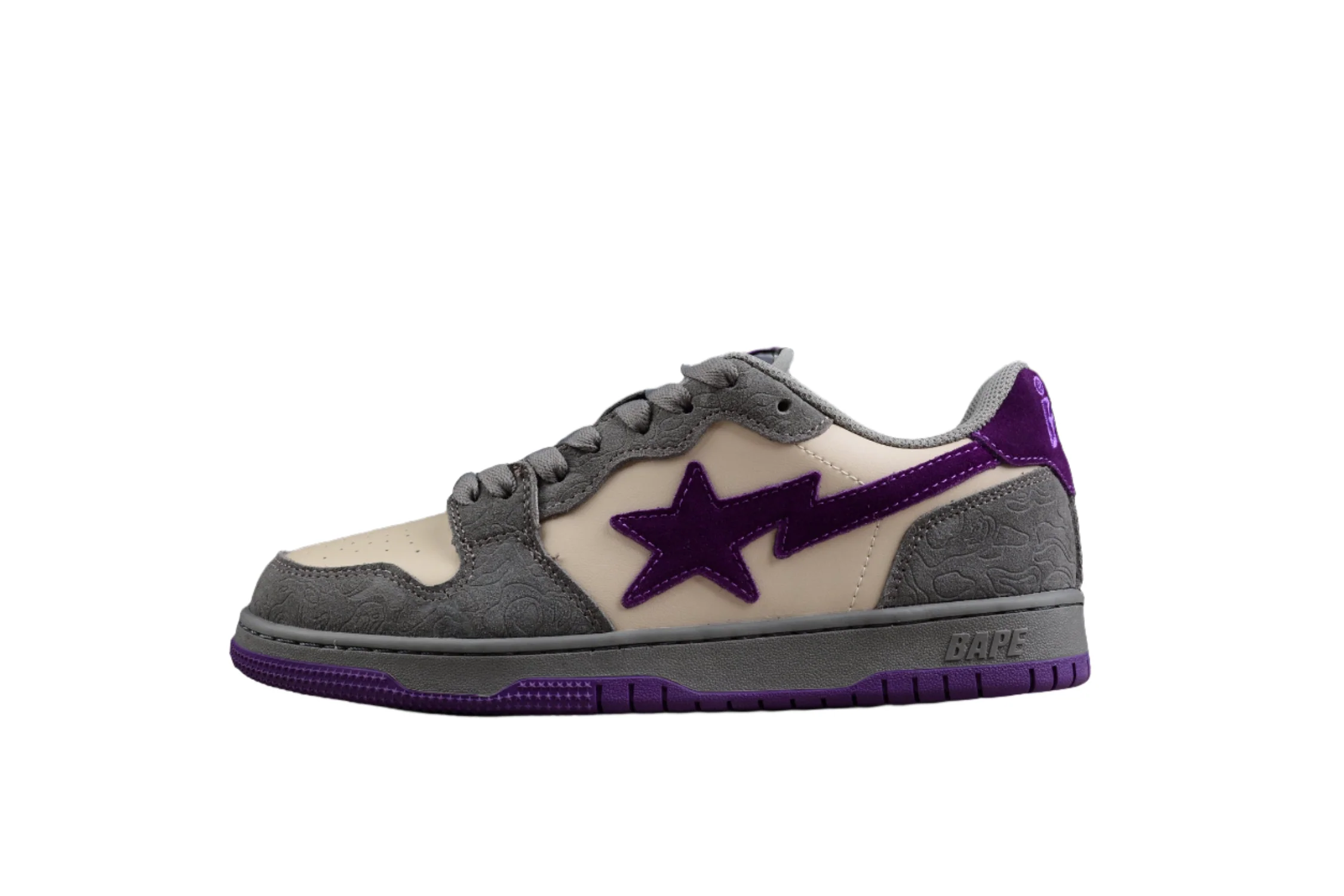 BAPE STA Low-Top Sneakers in Grey and Purple - Soul Replicas