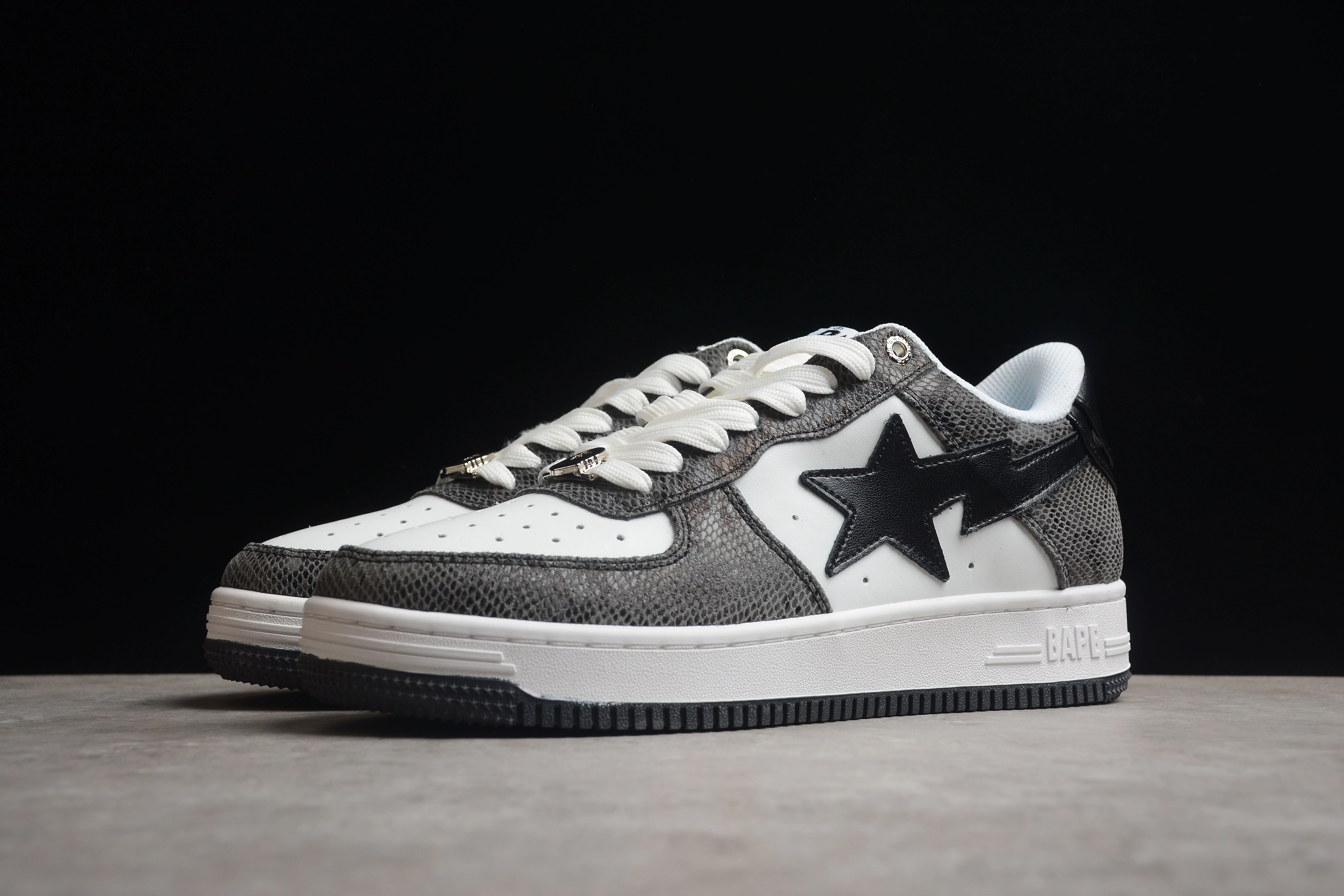 BAPE STA Low-Top Sneakers with Black Snakeskin Pattern - Soul Replicas