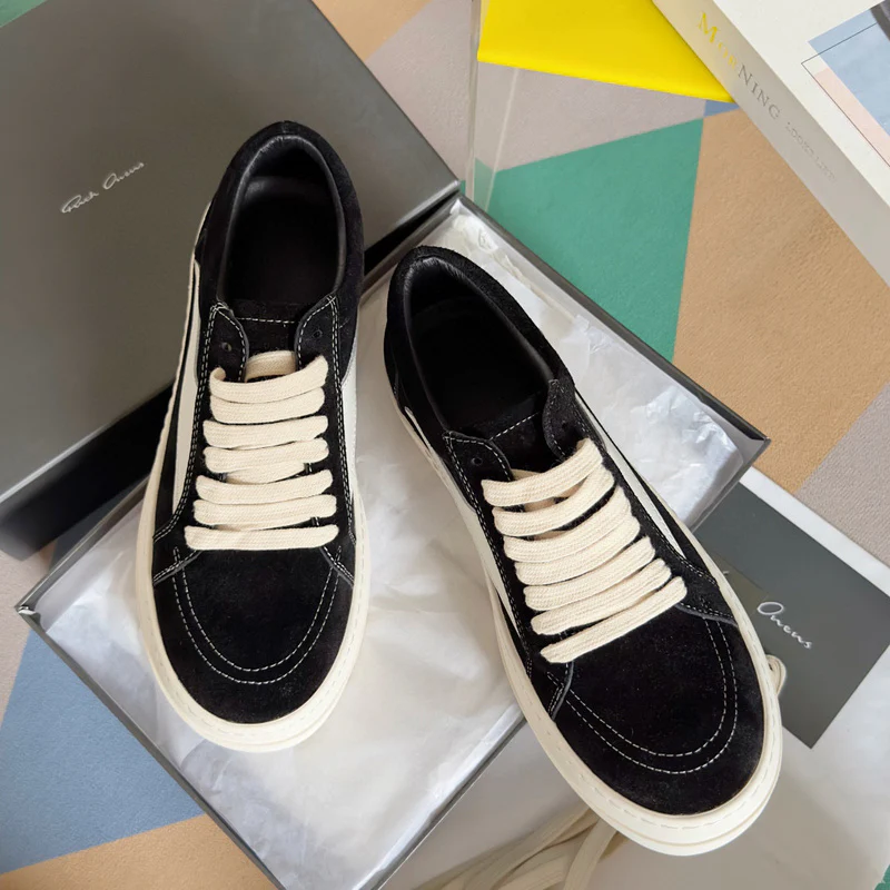 Rick Owens Black Suede Low-Top Sneakers - Soul Replicas