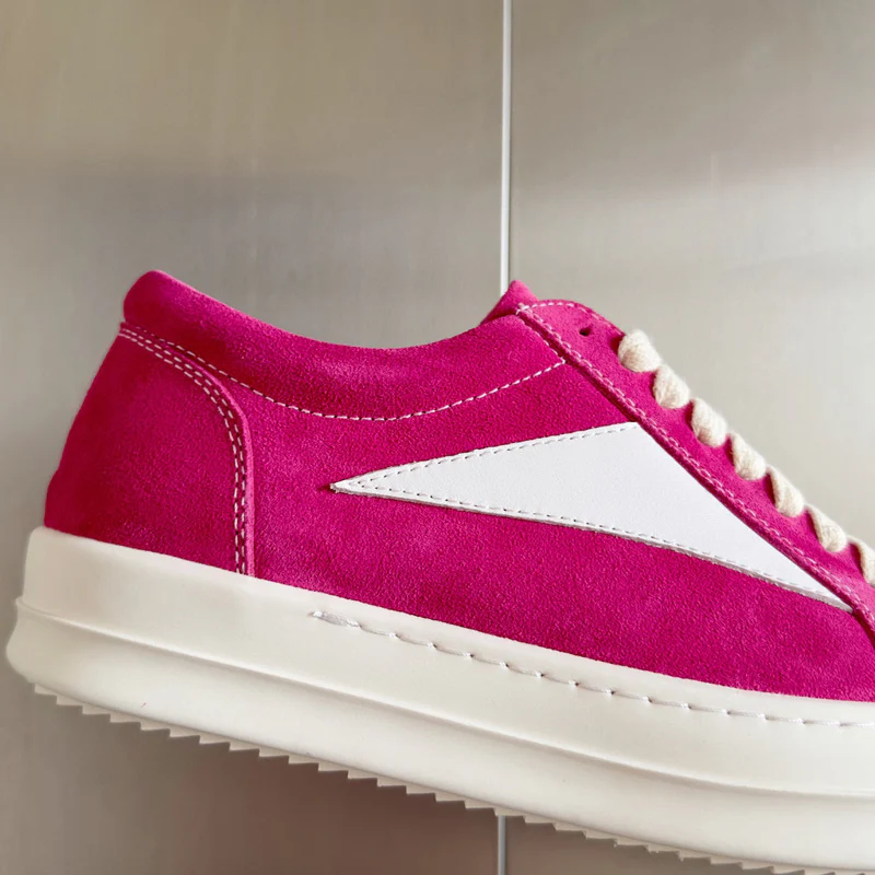 Rick Owens Pink Suede Low-Top Sneakers - Soul Replicas