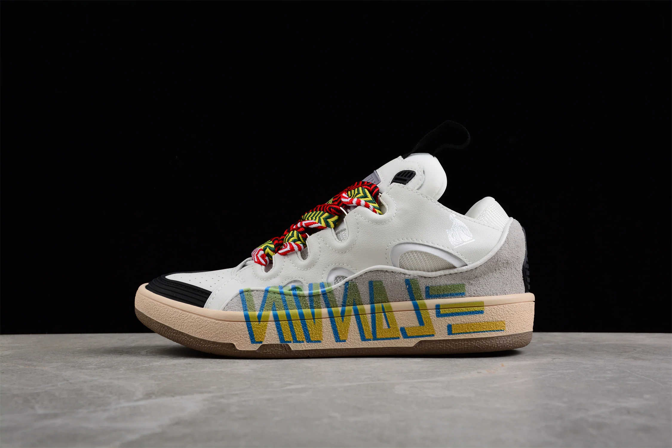 White Low Top Sneakers with Multicolor Laces - Soul Replicas