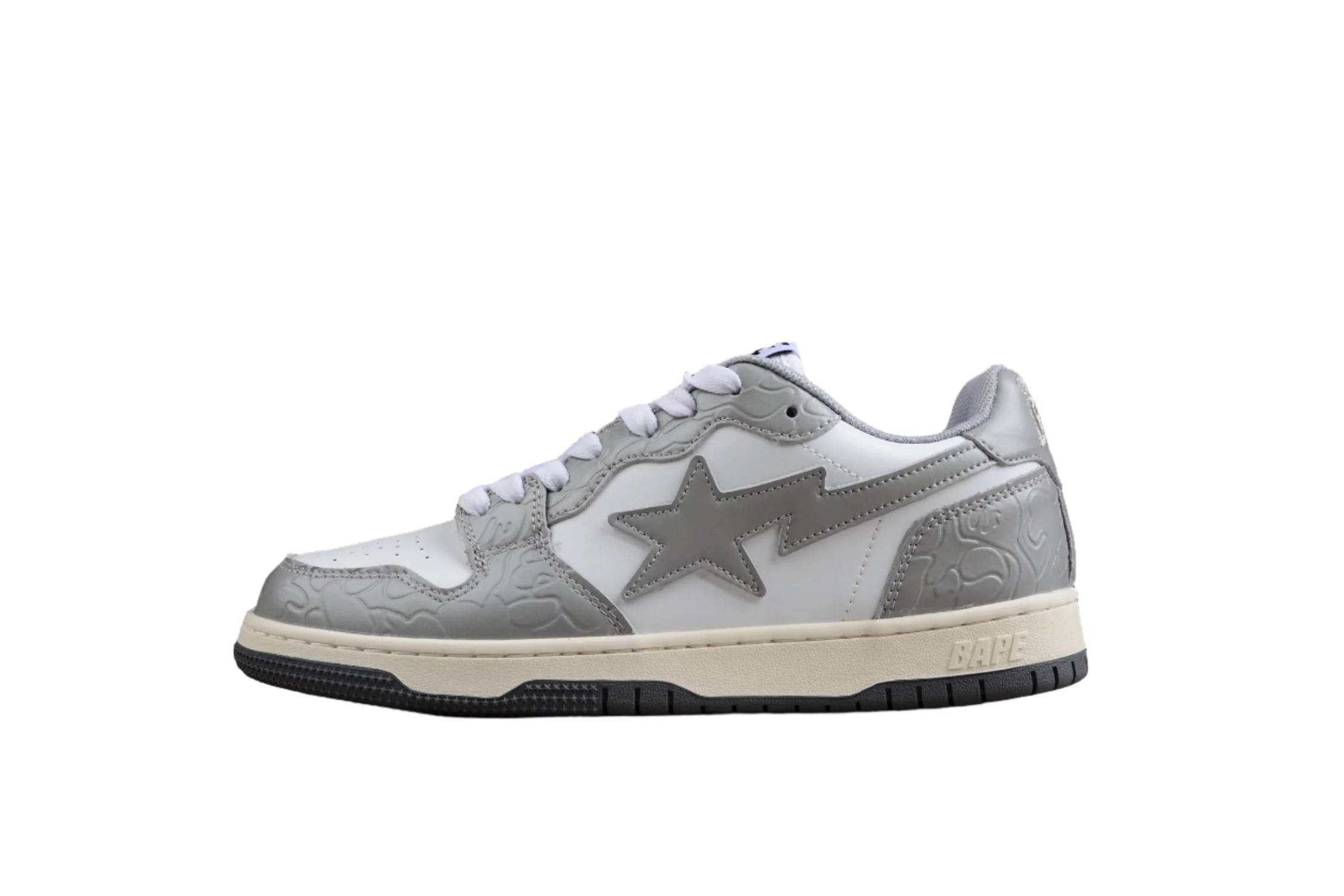 BAPE STA Low-Top Sneakers in White and Gray - Soul Replicas