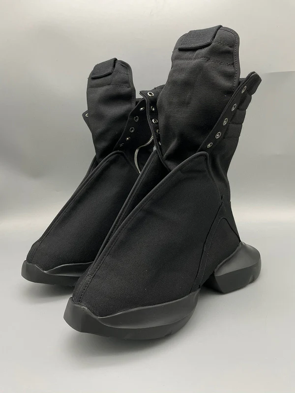 Rick Owens Black High-Top Canvas Boots - Soul Replicas