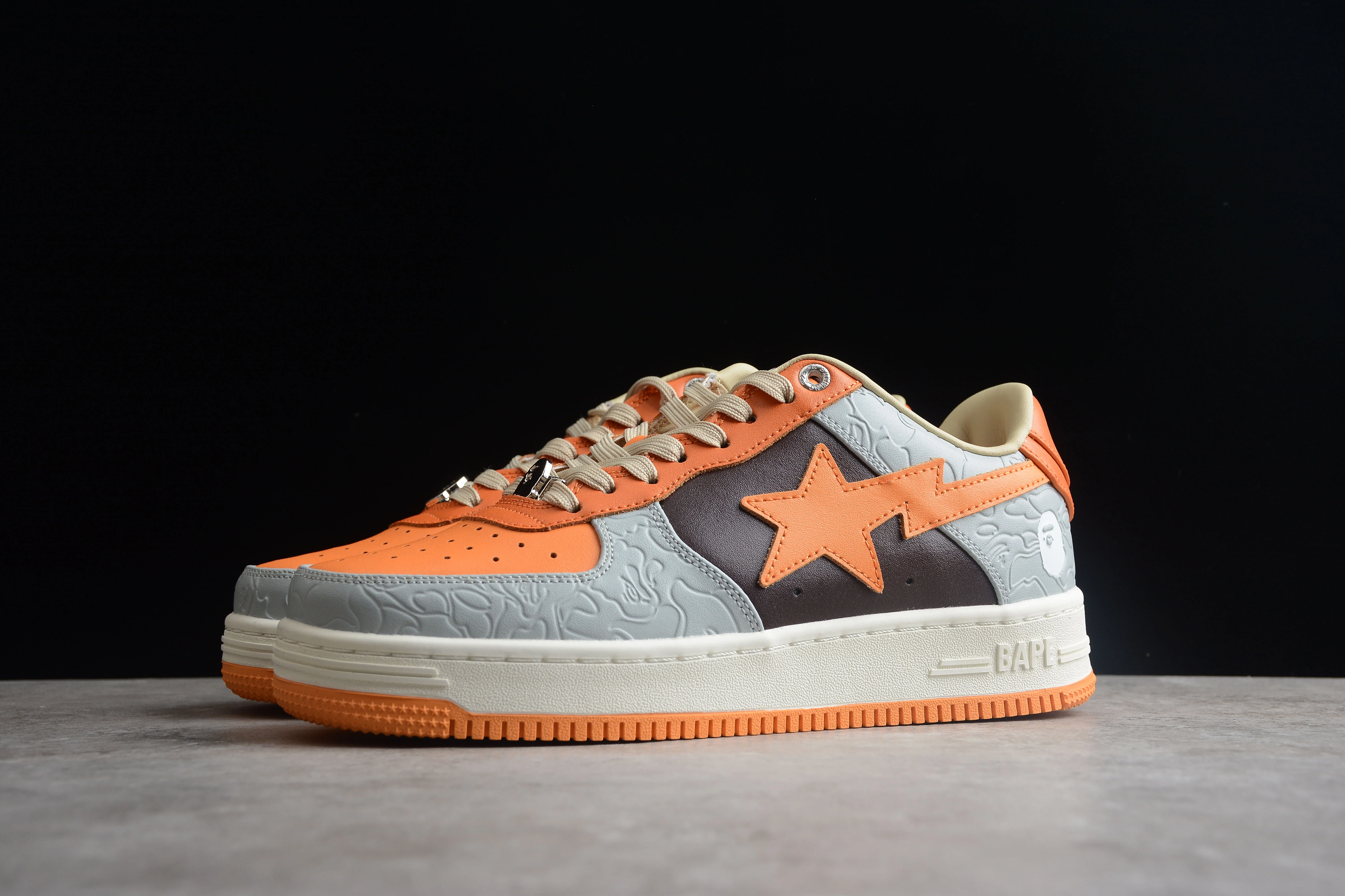 BAPE STA Low-Top Orange and Grey Sneakers - Soul Replicas