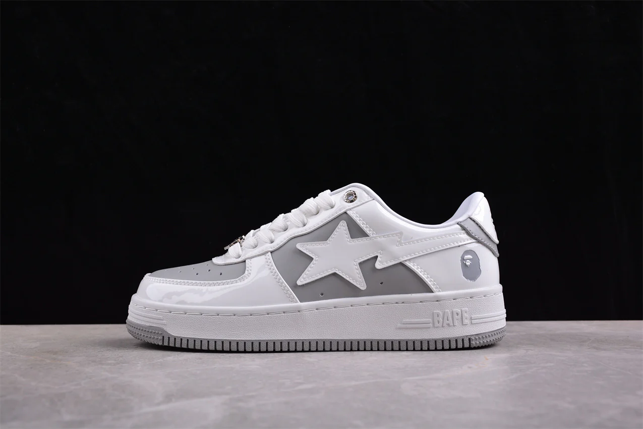 BAPE STA Low-Top Sneakers in White and Grey - Soul Replicas