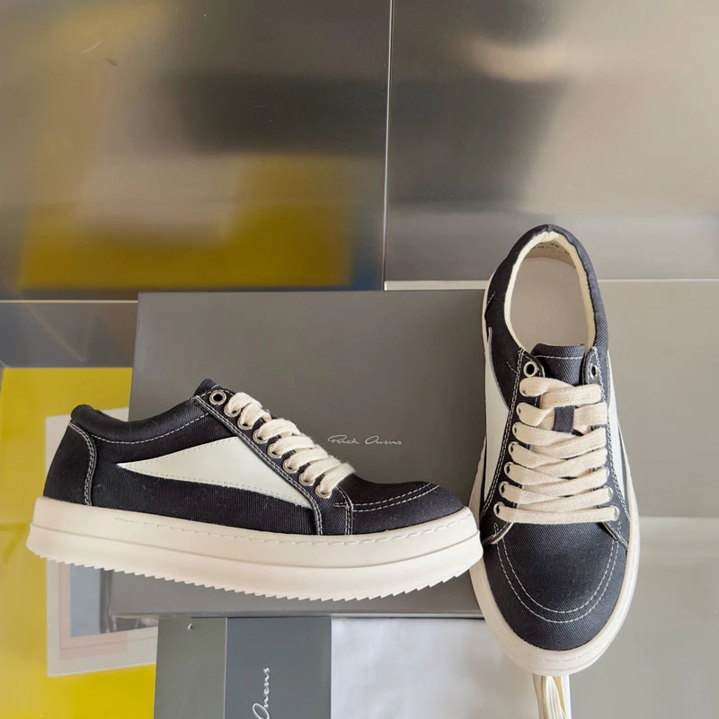 Rick Owens Black Canvas Low-Top Sneakers - Soul Replicas