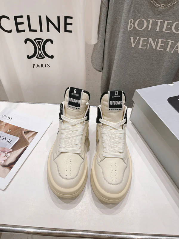Rick Owens Cream and Black High-Top Sneakers - Soul Replicas