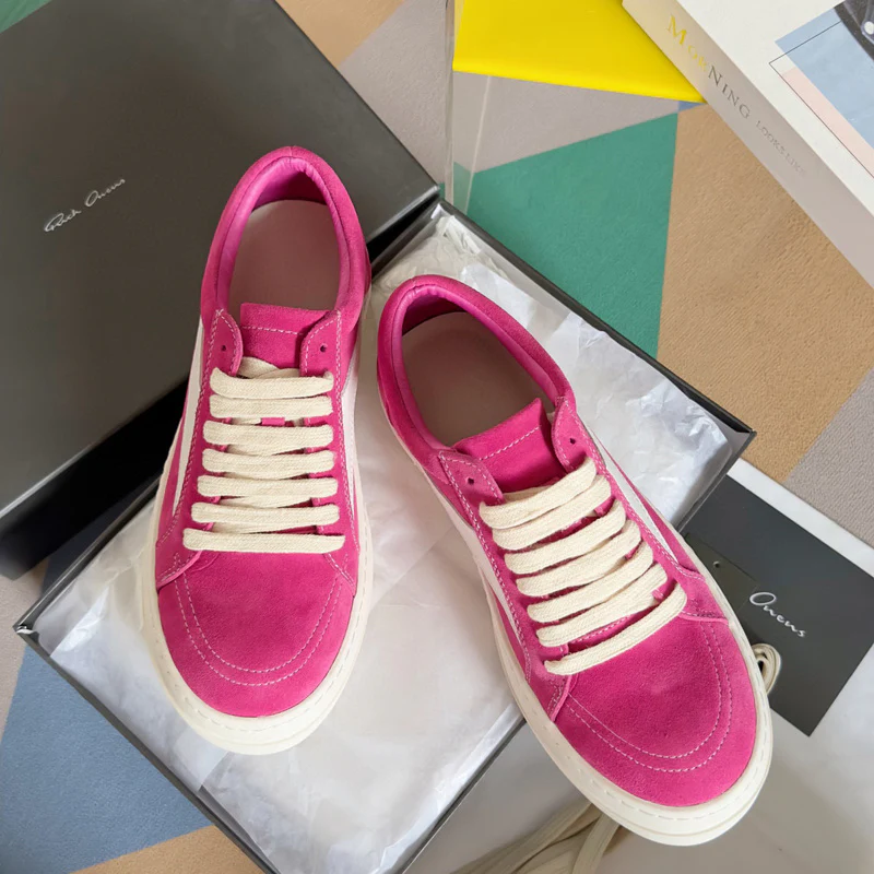 Rick Owens Pink Suede Low-Top Sneakers - Soul Replicas