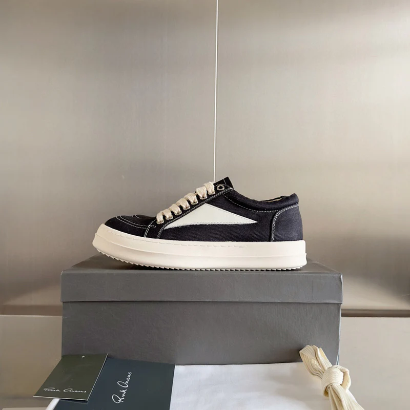 Rick Owens Black Canvas Low-Top Sneakers - Soul Replicas