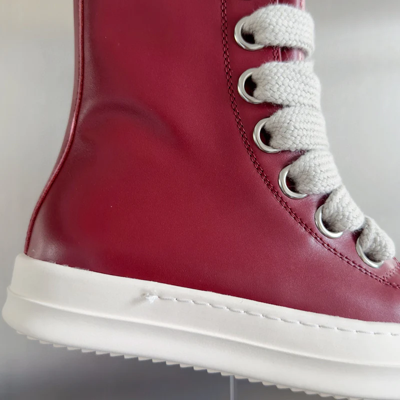Rick Owens Red High-Top Sneakers - Soul Replicas