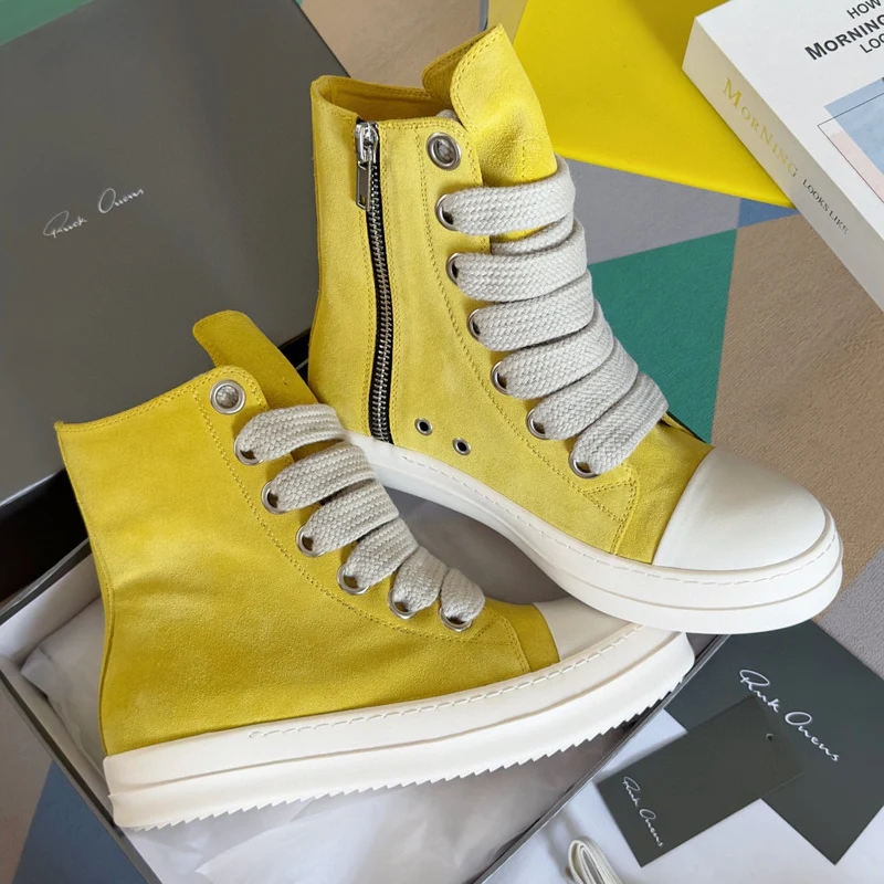 Rick Owens Yellow High-Top Sneakers - Soul Replicas
