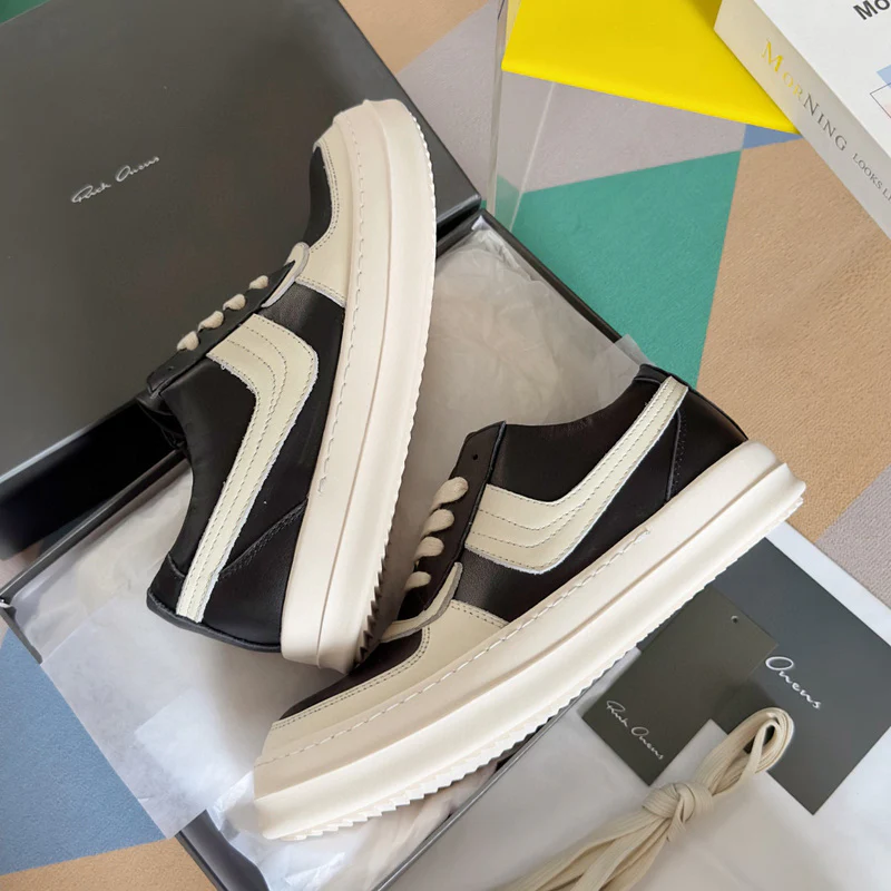 Rick Owens Black and White Low-Top Sneakers - Soul Replicas