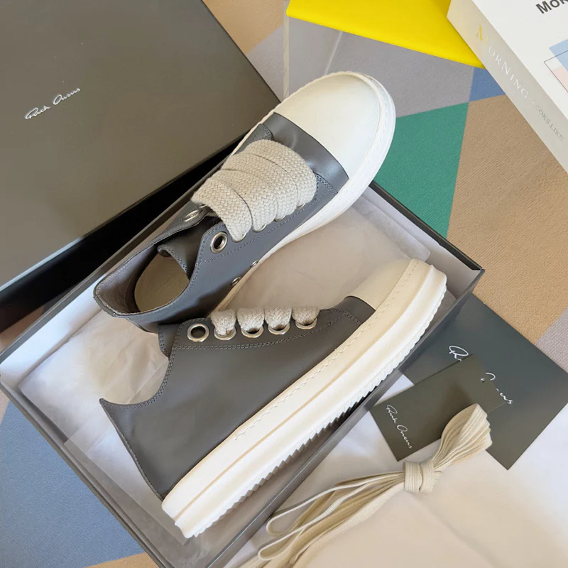 Rick Owens Gray Low-Top Sneakers - Soul Replicas