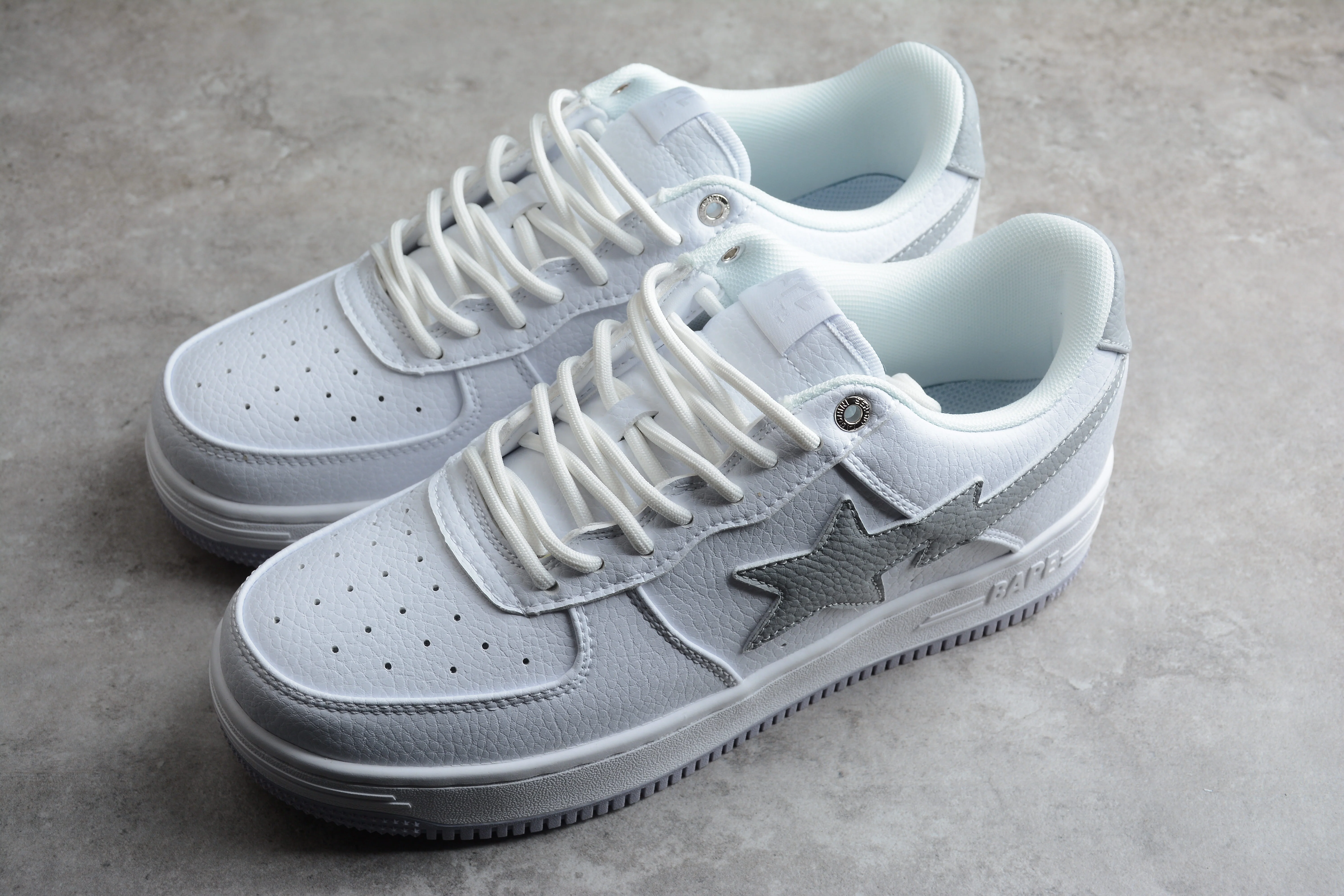 BAPE STA Low-Top Sneakers in White and Gray - Soul Replicas