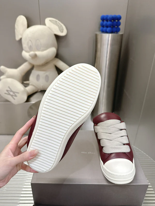 Rick Owens Burgundy Low-Top Sneakers - Soul Replicas