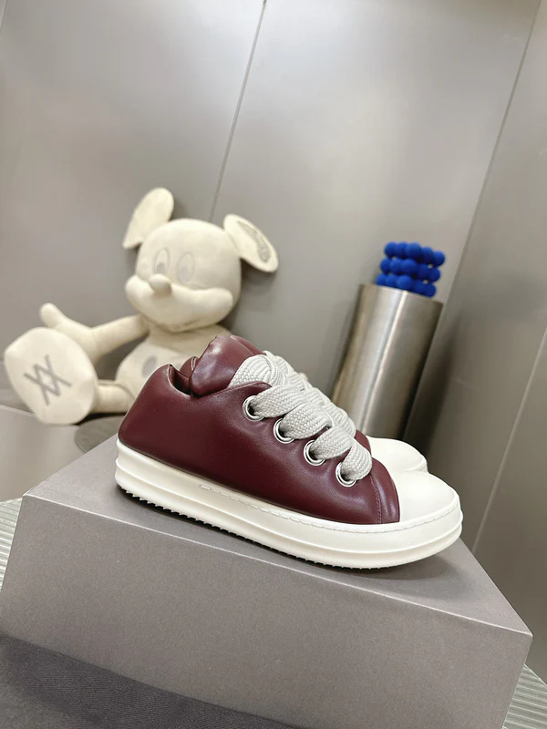 Rick Owens Burgundy Low-Top Sneakers - Soul Replicas