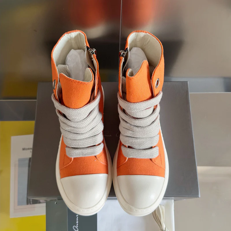 Rick Owens Orange High-Top Sneakers - Soul Replicas
