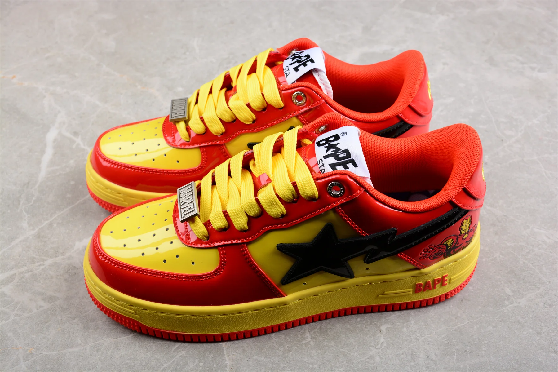 BAPE STA Low-Top Sneakers in Red and Yellow Iron Man Edition - Soul Replicas