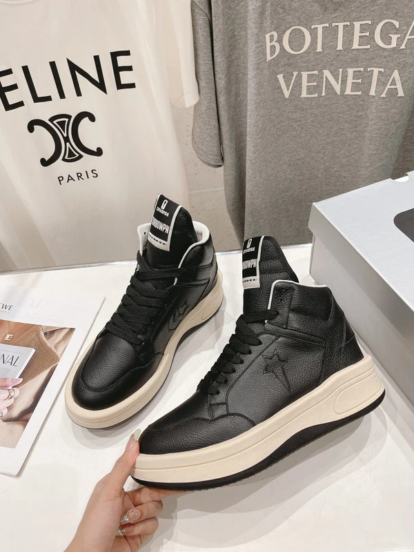 Rick Owens Black and White High-Top Sneakers - Soul Replicas