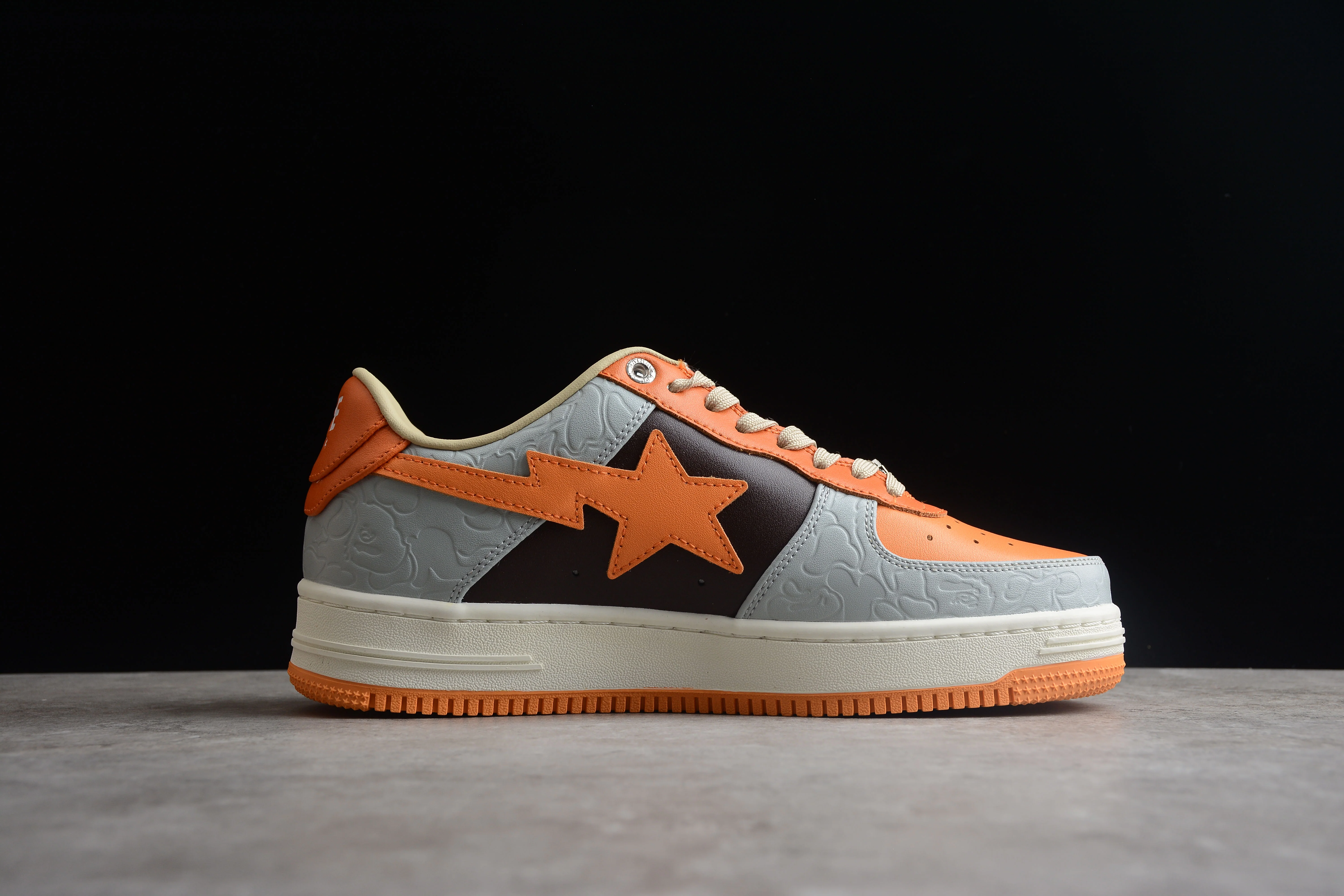 BAPE STA Low-Top Orange and Grey Sneakers - Soul Replicas