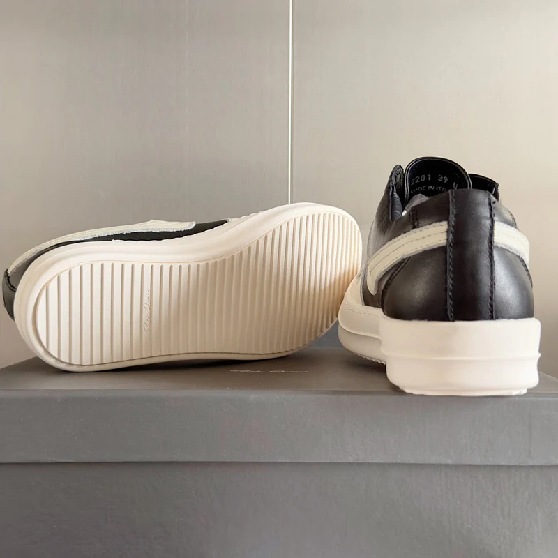 Rick Owens Black and White Low-Top Sneakers - Soul Replicas