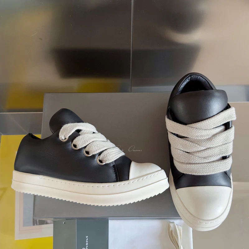 Rick Owens Black and White Low-Top Sneakers - Soul Replicas