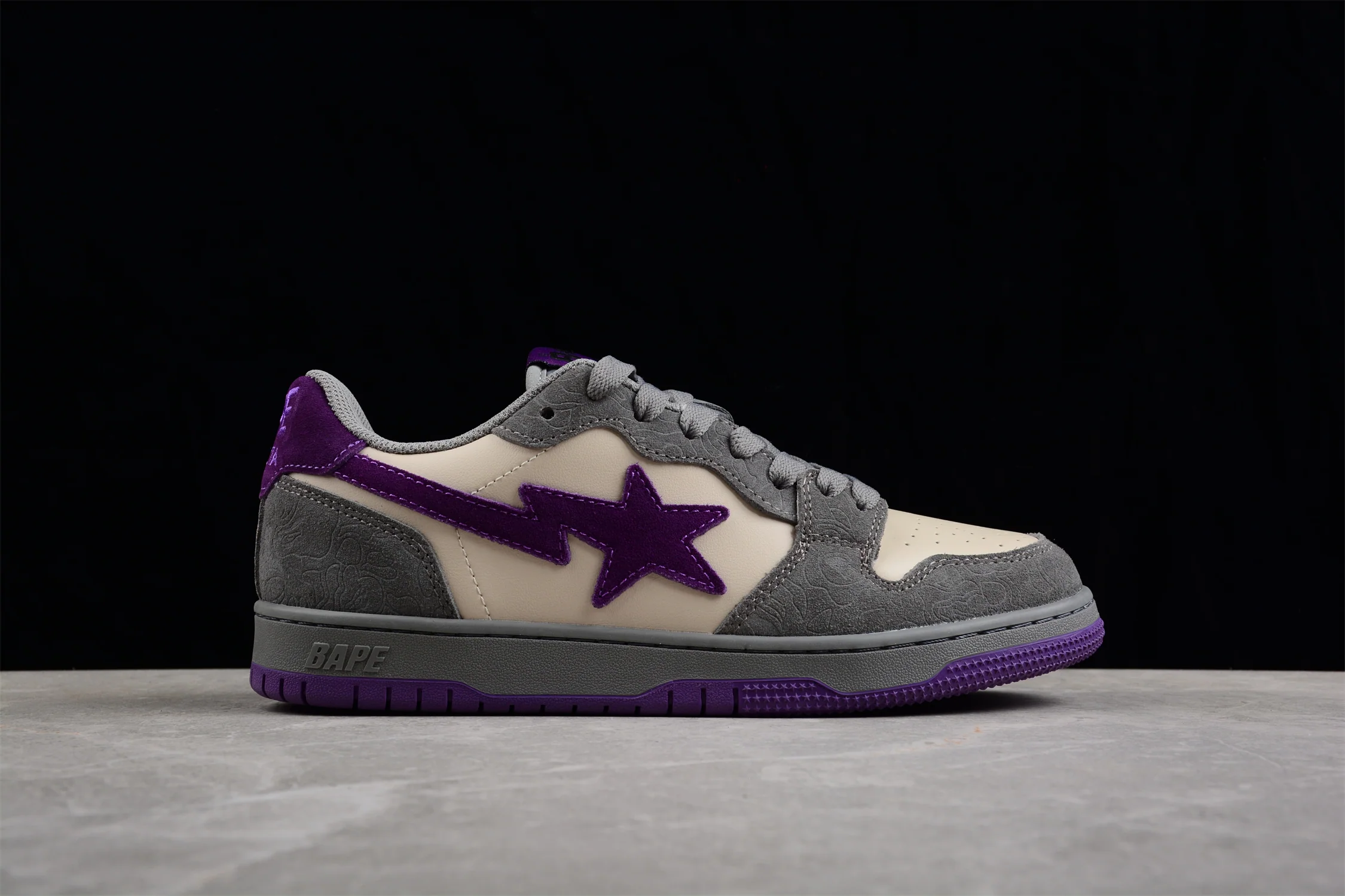 BAPE STA Low-Top Sneakers in Grey and Purple - Soul Replicas