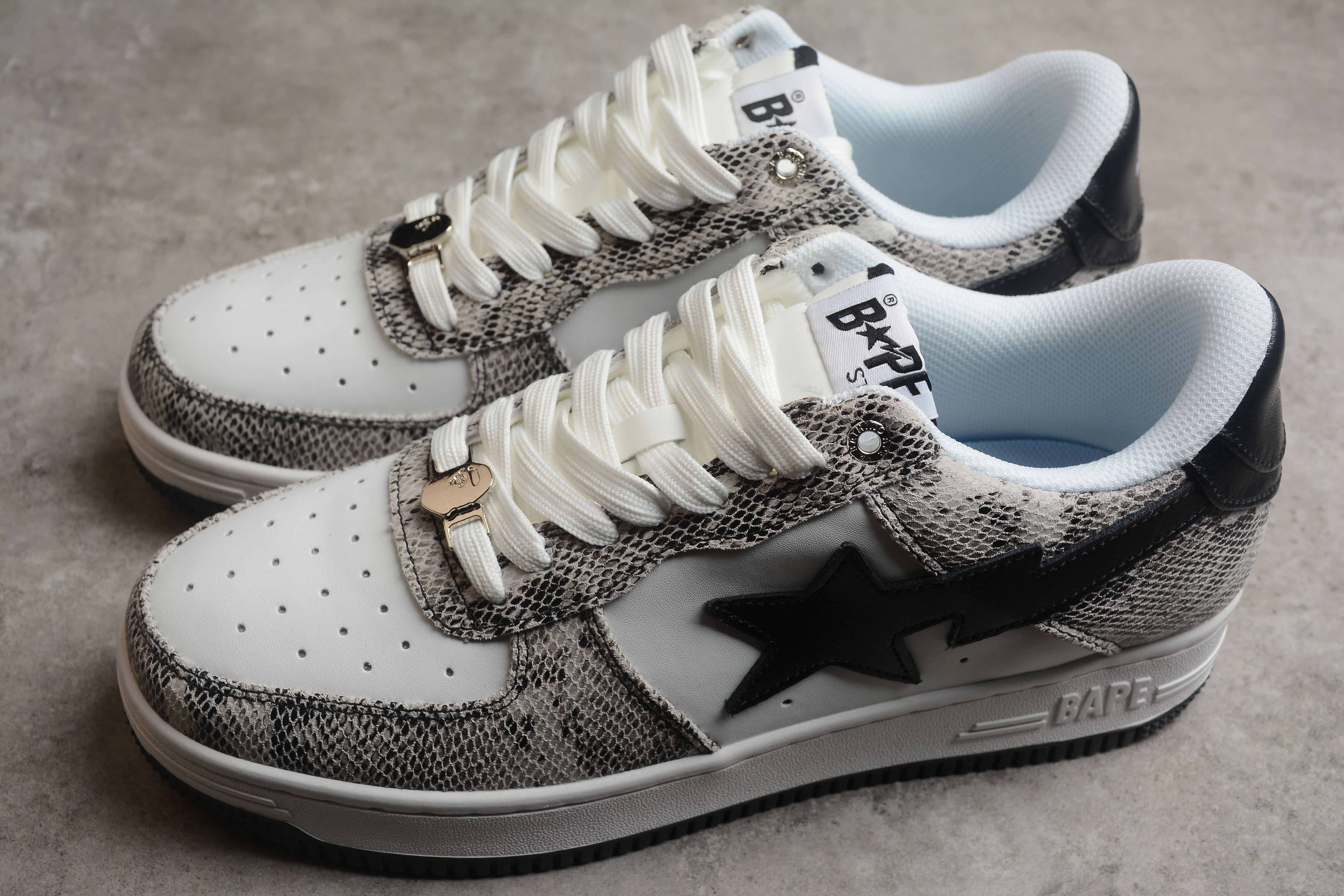 BAPE STA Low-Top Sneakers with Snakeskin Pattern - Soul Replicas