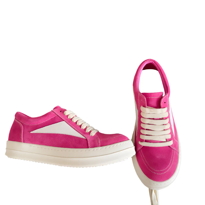 Rick Owens Pink Suede Low-Top Sneakers - Soul Replicas