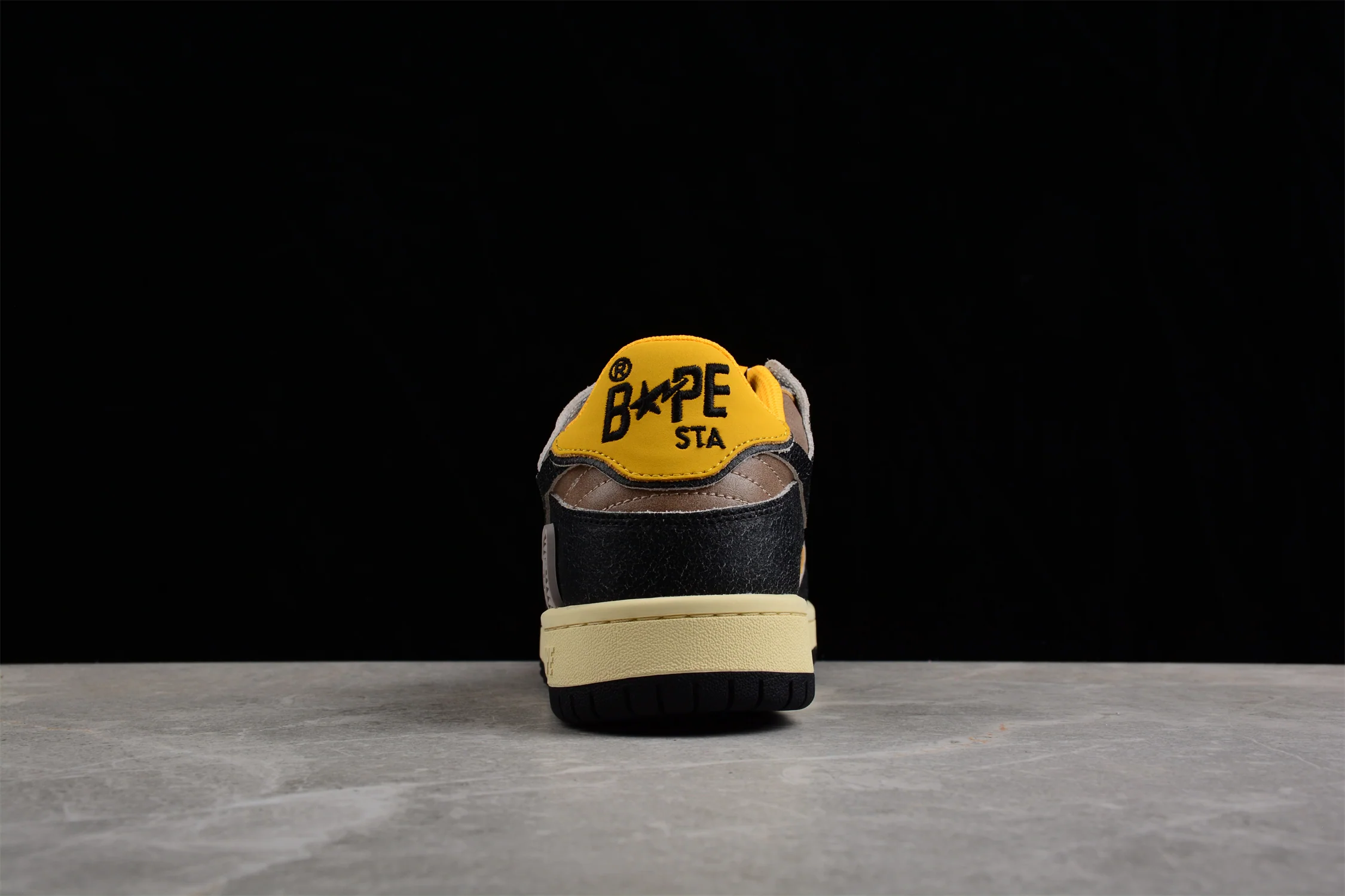 BAPE STA Low Top Sneakers in Black and Yellow - Soul Replicas