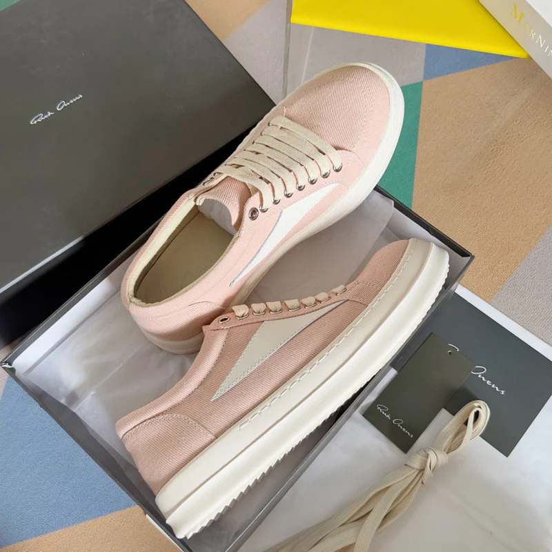 Rick Owens Pink Canvas Low-Top Sneakers - Soul Replicas