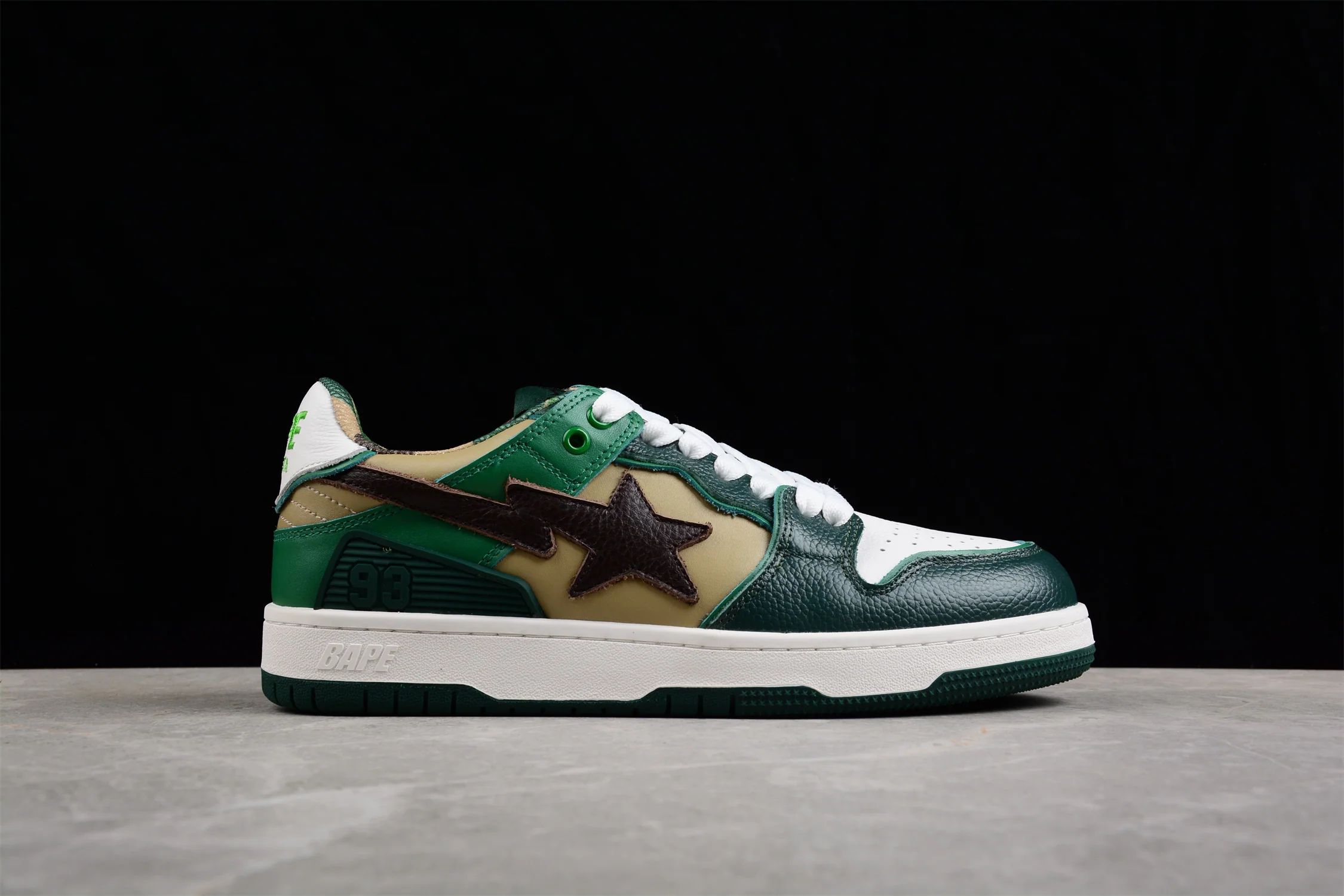 BAPE STA Low-Top Sneakers in Green and Brown - Soul Replicas