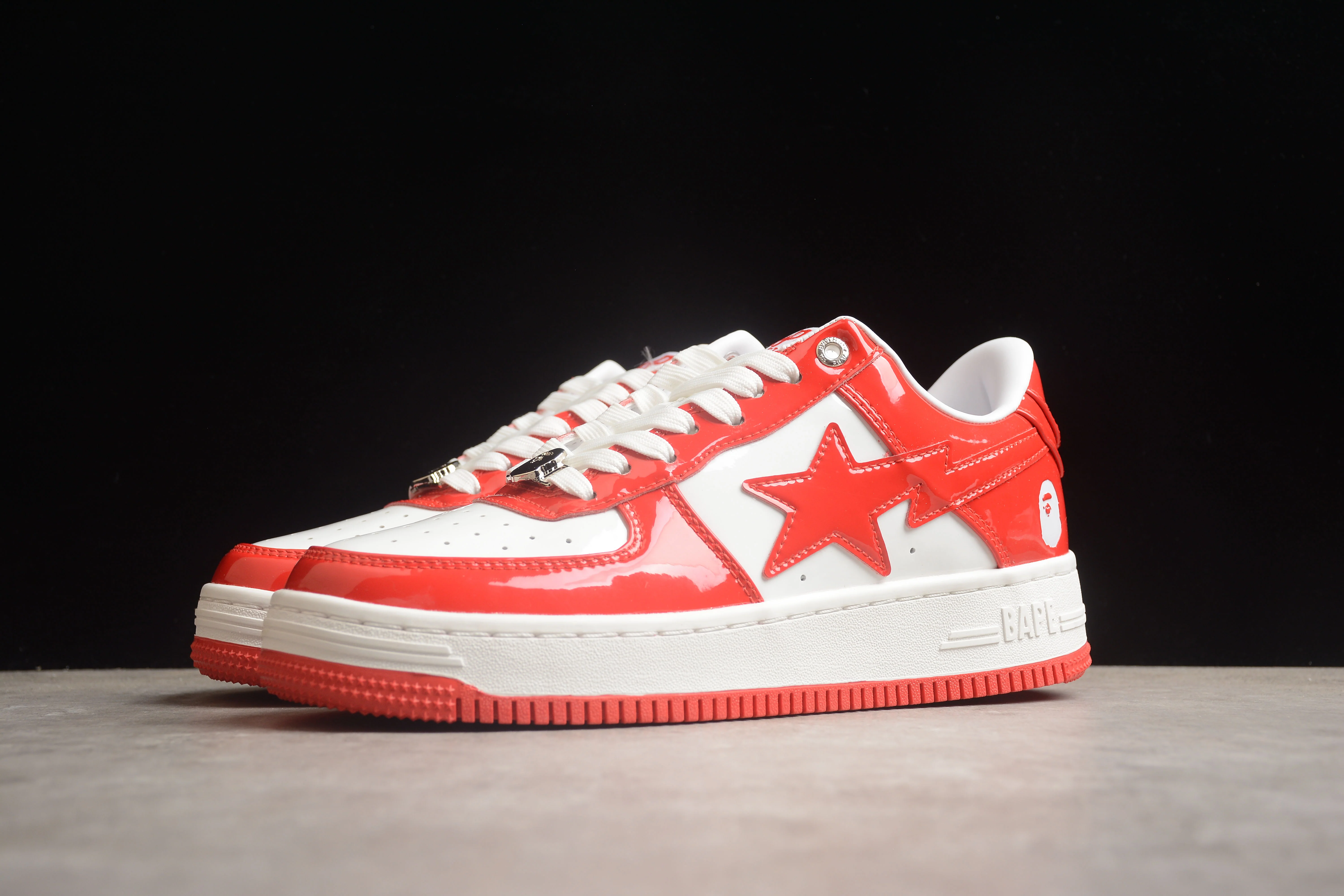 BAPE STA Low-Top Sneakers in Red and White - Soul Replicas