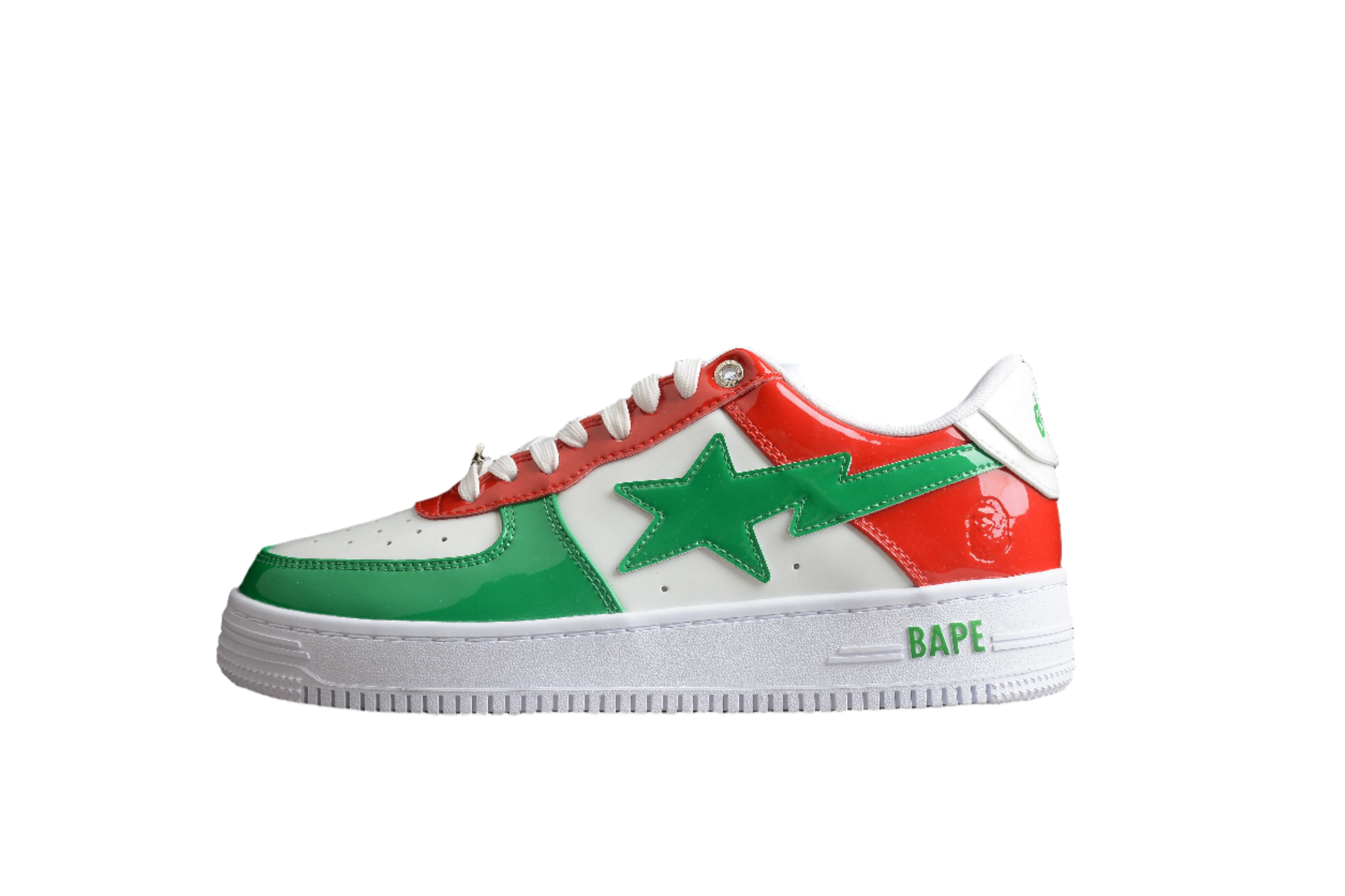 BAPE STA Low-Top Sneakers in Red, Green, and White - Soul Replicas