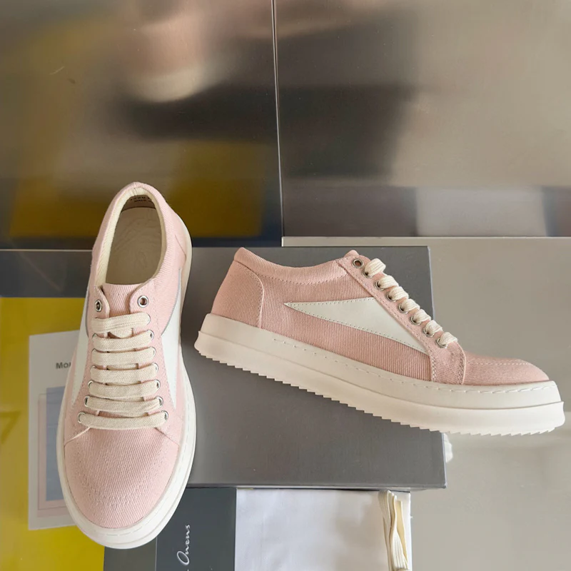 Rick Owens Pink Canvas Low-Top Sneakers - Soul Replicas