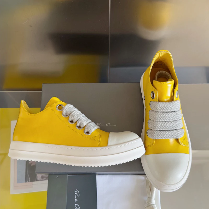 Rick Owens Yellow Low-Top Sneakers - Soul Replicas