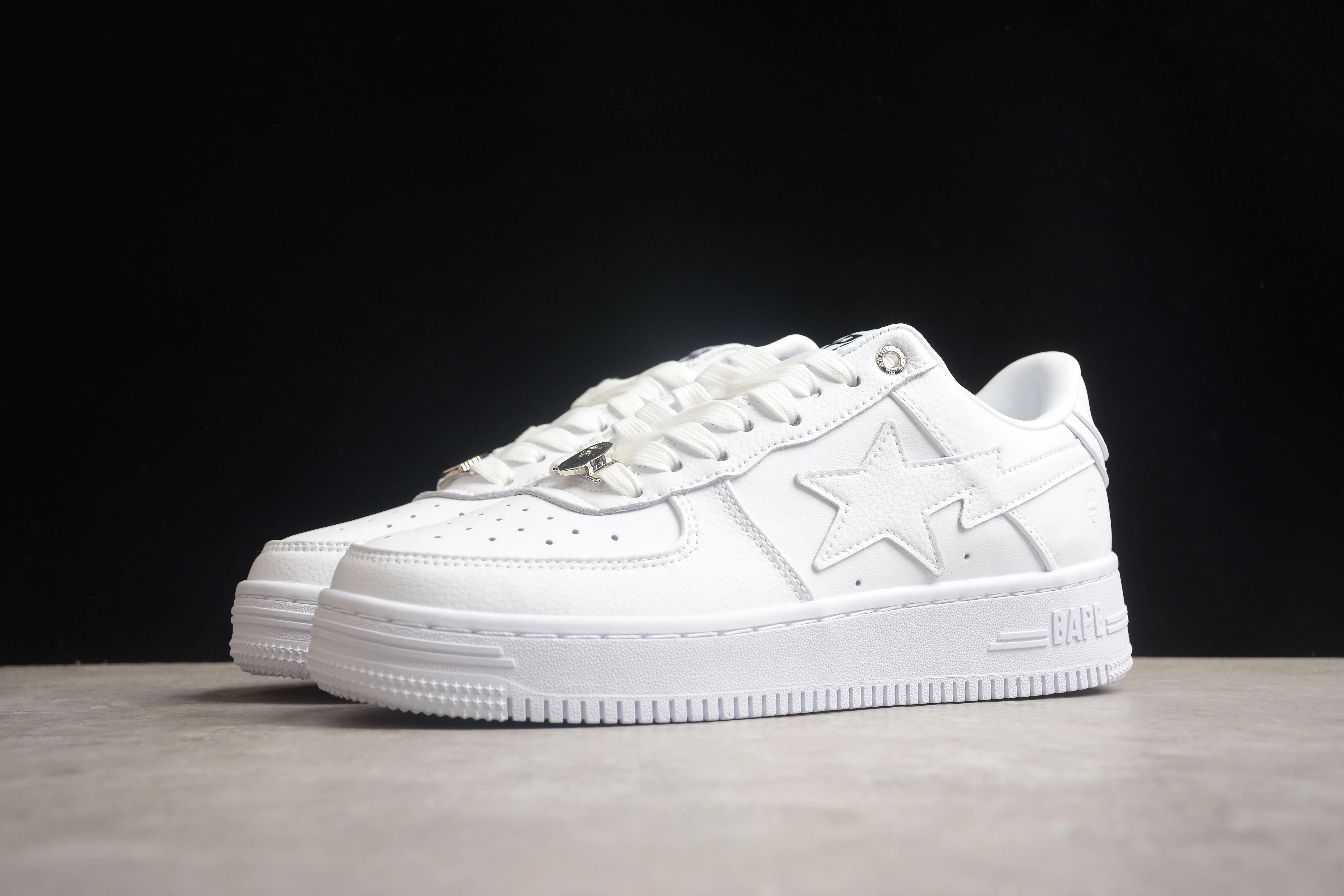 BAPE STA Low-Top Sneakers in All-White - Soul Replicas