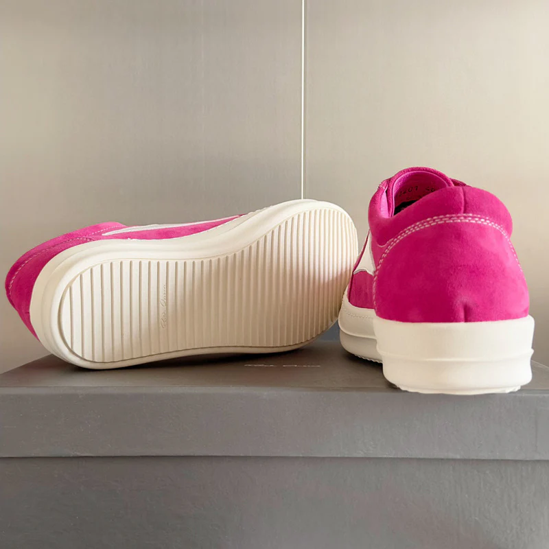 Rick Owens Pink Suede Low-Top Sneakers - Soul Replicas